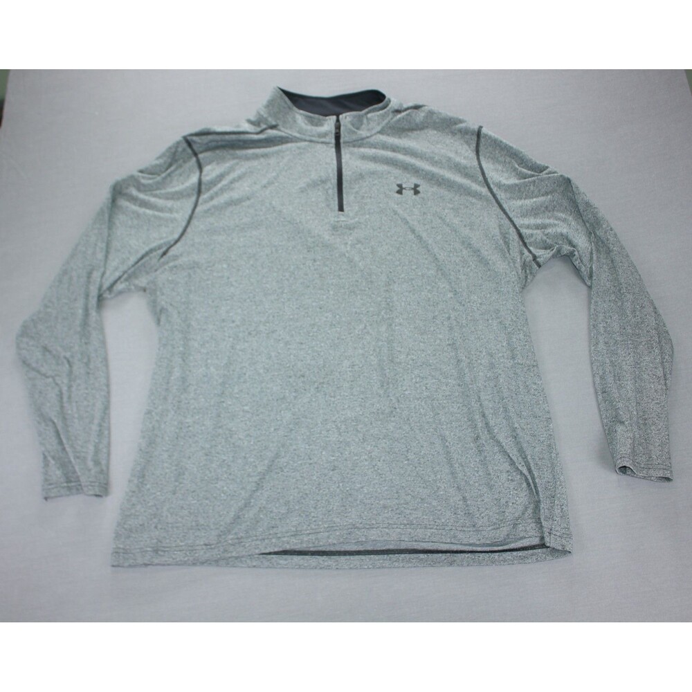 Under Armour Shirt Mens 3XL Gray Threadborne HeatGear Long Sleeve Quarter Zip - Picture 1 of 11